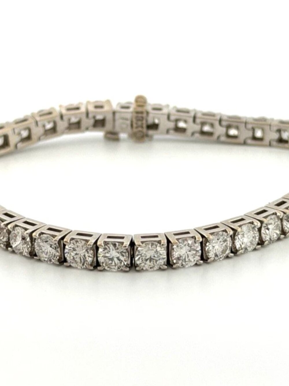 14K White Gold Natural Round Diamond Tennis Bracelet 9.80 ctw 7" G-H VS-SI